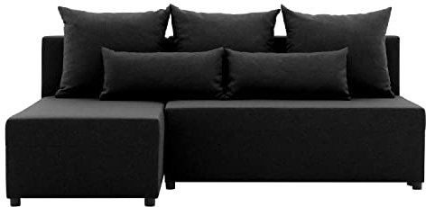 Ecksofa NOBU mit schlaffunktion - Funktionelles Design - Auswahl an Farben - Bettkasten - Rückenkissen - dekorative Kissen (LUX 23)