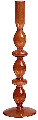 HEXEH Kerzenhalterhalter Kerzenständer aus Glas, Spitzkerzenhalter for Kerzenständer, Abendessen, Partys und Hochzeiten, Tafelaufsätze, Tischdekoration Kandelaber (Color : Brown 2ring Long)