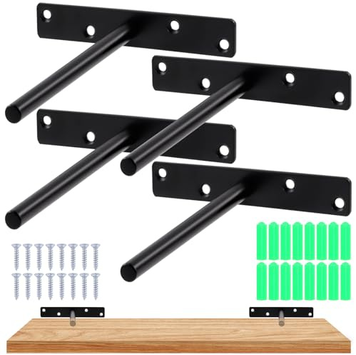 Mardatt Floating Shelf Bracket, 4stk 6 Schwebende Regalhalterung, Regalträger Vintage, Winkel Regalbretter, Regal Halterungen für Wandregal, Schweberegal, Wandkonsole, Regalbrette