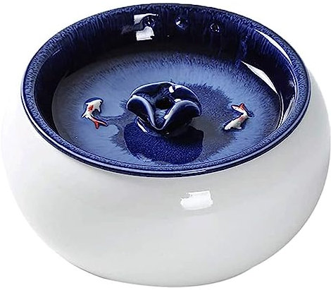 Fuente de agua de cerámica para gatos con 2 juegos de filtros de repuesto y dispensador automático de agua de espuma para gatos, diseño fácil de limpiar, fuente de agua para mascotas para gatos y