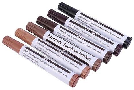 STOBOK 6 Pcs Wood Stain Markers for Wooden Furniture Scratch Repair with Plastic Body, Not Easy to Fade, for Hiding Small Worn Edges and Surface Refinishing