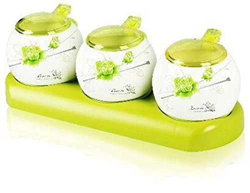 Zuccheriera con coperchio, barattoli di zucchero for caffè in ceramica, zuccheriera, barattolo di spezie for contenitore di zucchero, barattolo di condimento for saliera-verde-3 set barattoli di spezi