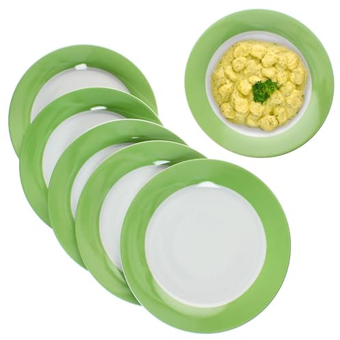 MamboCat Set di 6 piatti piani in porcellana colorata per 6 persone, piatti colorati per pasti principali a colazione, pranzo, caffè e pane da cena