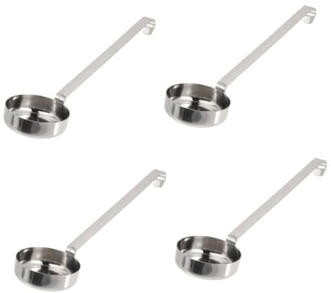 Amosfun 4pcs Stainless Steel Serving Spoon for Pizza Sauce Long Handle Ladle Spoon for Sauce Kitchen Accessory
