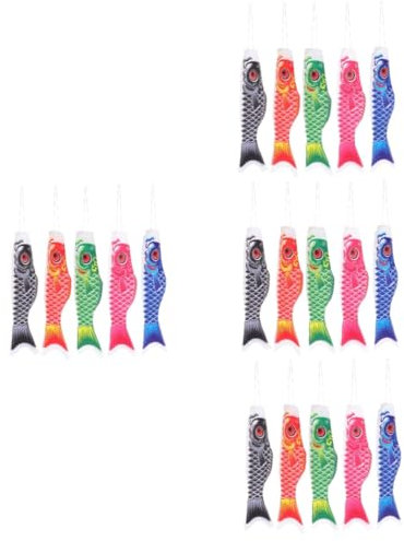 CIYODO 4sets Japanischen Garten Decor Flagge Wind Socke Karpfen Streamer Für Hängen Im Freien 5 Stücke * 4