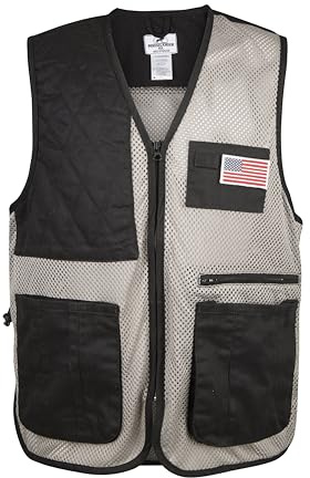 Mooselander Schießweste, Range und Skeet Schießweste mit Schulterpolster für die rechte Hand, schwarz / grau, Medium-Large