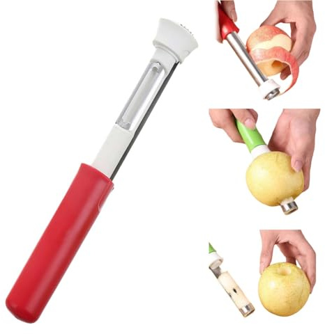 2 in 1 Apple Corer and Peeler,Apple Corer Remover,Apple Seed Remover,Stainless Steel Core Cutter,Stainless Steel Apple Corer Tool,Handheld Apple Core Remover for Apple and Pear,Bell Peppers