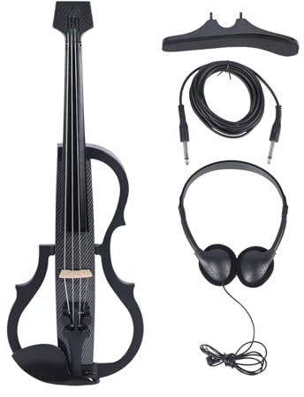 Tihebeyan Violino Elettrico, Violino Elettrico Silenzioso Professionale in Fibra di Carbonio con Raccordi in Ebano 4/4 Pickup Professionale Full Size Intelligenza Artificiale Smart Tail