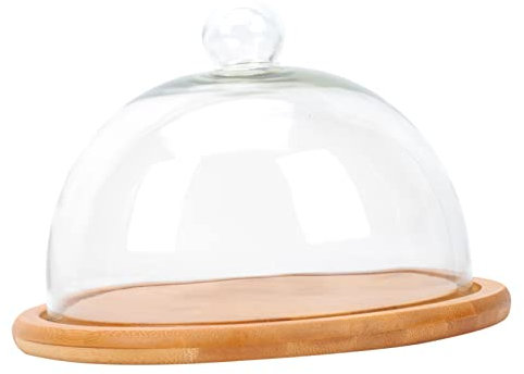 PHENOFICE 10-inch Glass Cake Storage Tray 21cm Round Glass Cover, Dessert Display Tray and Food Cover for Home Party Cake Storage