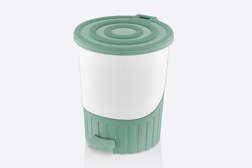 Stolmet Waste Bin 14L - Grey, Pastel Green, Pedal-Operated Trash Bin with Removable Inner Bucket for Kitchen & Bathroom (Pastel Green)