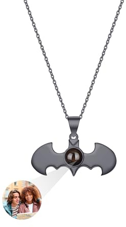 yrozvw Personalisierte Halskette Personalisierte Halskette für Männer Fledermaus Angelhaken Messer Schwert Tor Steampunk Gear 925 Sterling Silber Vater Paar Geschenk