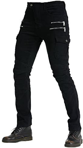 COLOYO Pantalones de protección para motocicleta para hombre, transpirables y resistentes al desgaste, aprobados por la CE, rodilleras extraíbles, pantalones protectores de motocicleta, negro-XL