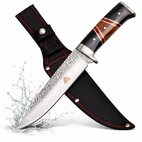 Krollmann GER-SABER Jagdmesser feststehend (31 cm) – XXL Drop-Point Outdoor Messer inkl. Gürtelholster – Robustes Survival Fahrtenmesser für Bushcraft, Jagd & Camping