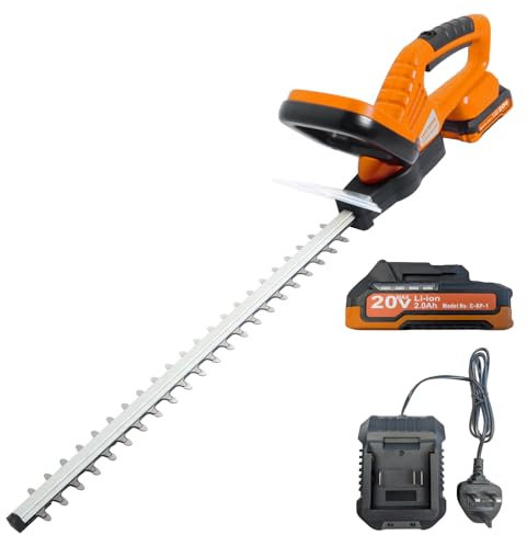 CORDLESS HEDGE TRIMMER with Battery and Charger - Lightweight 2.5kg Electric Hedge Cutter, 570mm Blade Length, Heavy Duty 16mm Teeth Garden Bush Trimmer