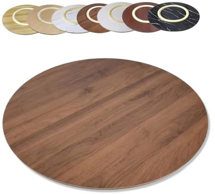 Générique Plateau de Service Rotatif À 360° Plateau Tournant Bois 60cm 50cm 70cm Assiette de Service Rotative Ronde avec Base Silencieux, Pour Table À Manger de Cuisine(Walnut,50cm (20 in))