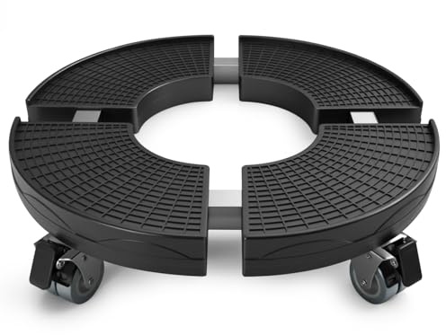 Venprodium Porte Plante a Roulettes Réglable 38-54 cm, Plateau Roulant avec Roues Pivotantes à 360°, Capacité de Charge 200 KG, Plateau Roulette Plante pour Extérieur à Intérieur(Noir)