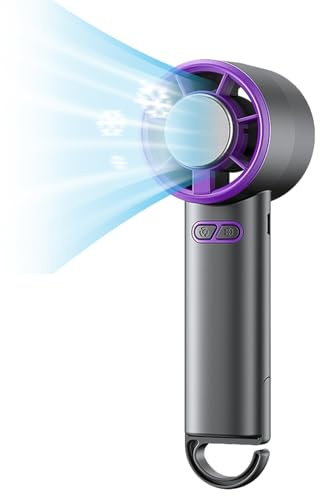 FILOEEX Portable Handheld Cooling Fan,Adjustable Turbo Mini Fan,USB Rechargeable Handheld Turbo Fans with Ice Cooler,12h Runtime Portable HandheldFan for Women Men Travel Camping Outdoor (Purple)