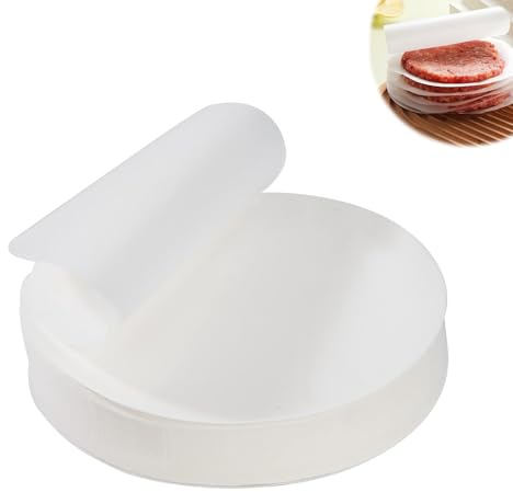 Hinapan 500 Stück Antihaft-Burgerpapier, Backpapier, Trennpapier für Frikadellen und Hamburgerscheiben, Pergamentpapier für Burgerpressen, Patties, Hamburger (Runden)