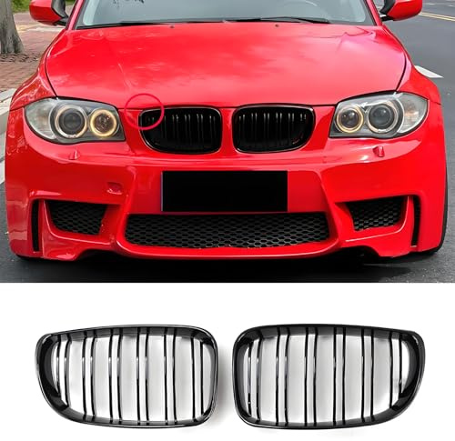 Haoyijiahui Griglia Anteriore per BMW 1er E81 E82 E87 E88 LCL Griglia Paraurti Nera Griglia Radiatore 2008 2009 2010 2011（For 1er E81 2008-2011 LCI）