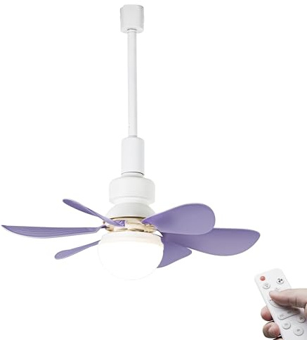 FSLiving Ventilatore da tavolo silenzioso per sistema binario con telecomando, diametro 50 cm, ventilatore viola silenzioso per casa in camera da letto -Ventilatore a soffitto silenzioso 1 confezione