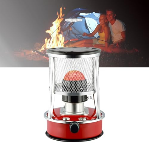 HFDJRWK Riscaldatore a Cherosene da Campeggio Compatto da 9000 Btu con Altezza Regolabile, Adatto for Casa, Garage, Cantina e Campeggio(Red)