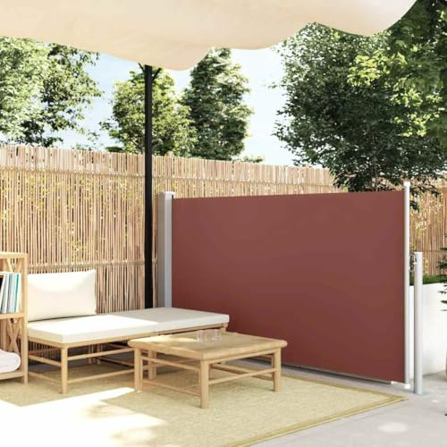 Sombrilla con funda, toldo lateral extensible, 120 x 300 cm, marrón, para terraza, balcón, jardín, uso versátil