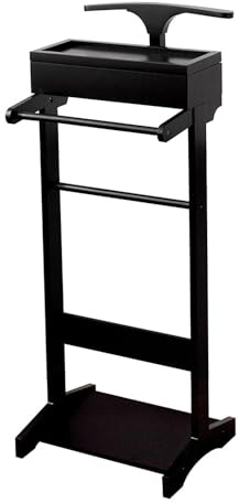 FGXHHS Sovrumsbetjäning i massivt trä, med byxstång och klädhängare för jacka, perfekt för kontor, vardagsrum eller sovrum. Mått: 110 cm x 44 cm (37 tum).