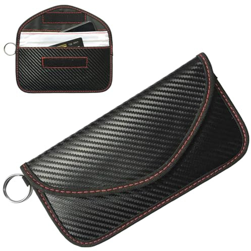 Protective Car Key RFID Blocker Key Bag Made of Leather, Faraday Bag for Remote Key Shielding, Keyless Go Protection Car Key, Car Key Case with Key Ring