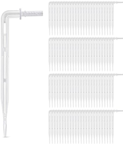 100 Piezas Riego por Goteo Goteros para Riego, Goteros para Riego, Sistema de Riego, Compatible con 4/7 mm y Tubo 1/4 Pulgada, Gotero Transparente para Jardín, Huerto, Invernadero y Riego Automático