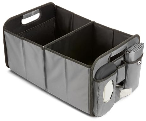 Munchkin Out-n-About Trunk Organizer for SUVs and Cars with Portable Changing Pad and Wet Baby Wipes for Diaper Changes On-the-Go, Collapsible, Grey