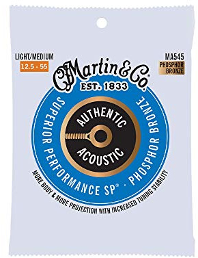 Martin Authentic Acoustic Guitar Strings, Superior Performance Medium 12.5-55, 92/8 Phosphor Bronze