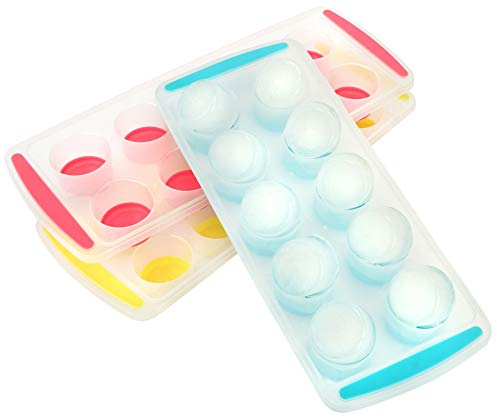 COM-FOUR® Molde para cubitos de hielo 3x para un total de 30 cubitos de hielo - Bandejas de cubitos de hielo [la selección de colores varía] (3 piezas - de colores - 5x2)