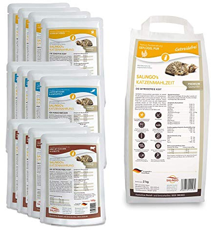 SALiNGO Katzenfutter nass und trocken Probierpaket | getreidefrei | ohne Zucker