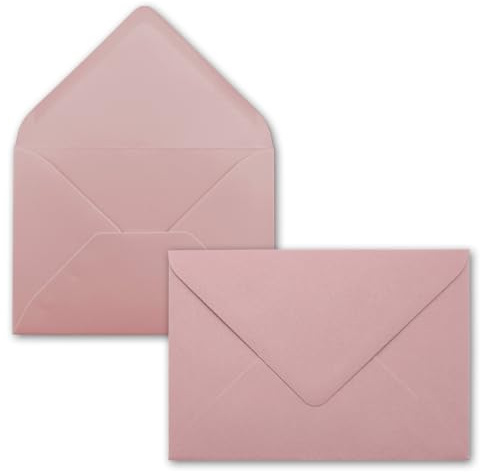 50 små kuvert DIN C7, 8,1 x 11,4 cm, med spetsig klaff och vått lim, 110 g/m², gammelrosa
