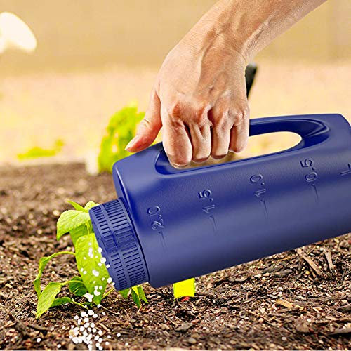 Épandeur à Main avec réglable Taille du Trou Pratique pour Engrais à Gazon Graine Grit sel gemme pour dégivrer insectifuge et Plus Robuste - Livré avec Un Couvercle de Rechange Blue Grass