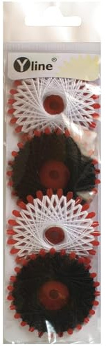 4 Sterne a. 20 m Sternzwirn Polyester schwarz & weiß, Sternchenzwirn Stern - Zwirn, (0,06 € / m), 3171-01