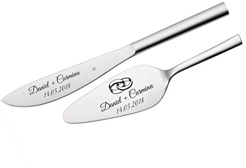 Nuova Tortenheber + Messer im Set mit Gravur nach Wunsch Edelstahl Hochzeit, Geschenk (Mit Gravur)