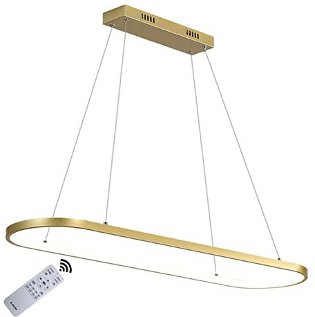LED Pendelleuchte Oval Esstisch Hängeleuchten Modern Esszimmer Hängelampe Dimmbar mit Fernbedienung Hoehenverstellbar LED Hängeleuchte Ring Design Kronleuchter für Arbeitszimmer Büro Küchen Lampen