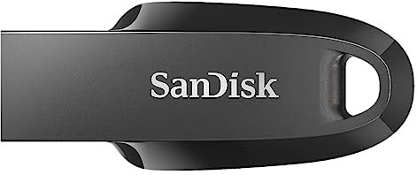 SanDisk 512BGB Ultra Curve USB 3.2 Flash Drive, USB Stick, memory stick up to 100 MB/s read speeds, RescuePRO data recovery software, keyring loop, Black
