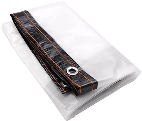 Lrnn Clear Waterproof Tarps Outdoor 3 x 10 Feet Transparent Tarpaulin Plastic Rainproof Tarp Cover with Grommets for Garden Furniture Cars Opening Storage