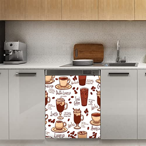 Couvercle magnétique pour tasse de café, motif typographie, vintage, pour réfrigérateur, cuisine, porte, 58,4 x 66 cm