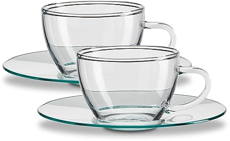 Peill+Putzler Germany 2er Set Espressotassen 100ml, Gläser mit Henkel, spülmaschinengeeignet, robuste Kaffeegläser aus Borosilikatglas für Espresso, hitze- & kältebeständig