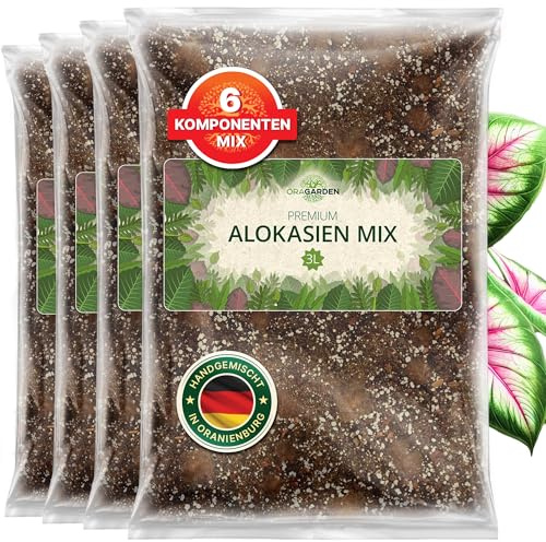 ORAGARDEN Alocasien Erde für Zimmerpflanzen und Garten - 12L Alokasien Substrat für Pflanzen, Palmen, Blumen - 6 Komponenten Blumenerde