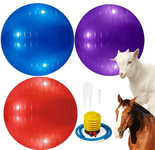 WoYous 3 palline di capra per animali domestici, agnello, palla per addestramento cani, palla per allenamento con pompa di gonfiaggio, per animali domestici, cani, capre, cavalli, per giocare in
