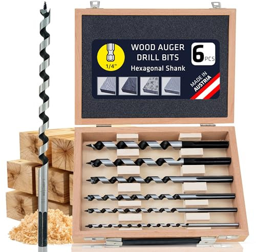 Alpen Schlangenbohrer-Set, 45,7 cm lang, metrisch für hartes und weiches Holz, extra lange Bohrer mit scharfen Kanten für präzise Löcher und müheloses Bohren, langlebiger Bohrer für Holzbearbeitung, 6