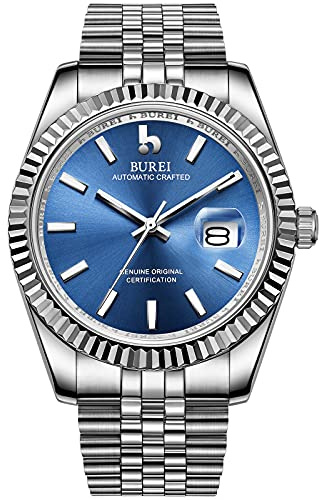 BUREI Herren Automatikuhr Luxus Business Wasserdicht Edelstahl Uhren für Männer, Self-Winding