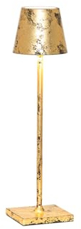 Zafferano, Poldina Micro Lampe, Kabellose, Wiederaufladbare Tischlampe mit Touch Control, Geeignet für den Innenbereich, Dimmer, 2200-3000 K, Höhe 27,5 cm, Farbe Schwarz - Craquelé-Blattgold
