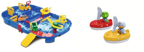 AquaPlay - LockBox - Wasserbahn als Transportkoffer mit 27 Teilen & 2 Segelboote + 2 Figuren - Zubehör Wasserbahnen oder für die Badewanne