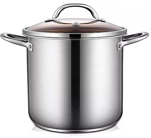 Suppentopf aus Edelstahl, robuster Suppentopf in Handelsqualität, Induktionstopf for Kochen, verdickter Salzlakeeimer mit großem Fassungsvermögen und Deckel(Color:B,Size:26CM)