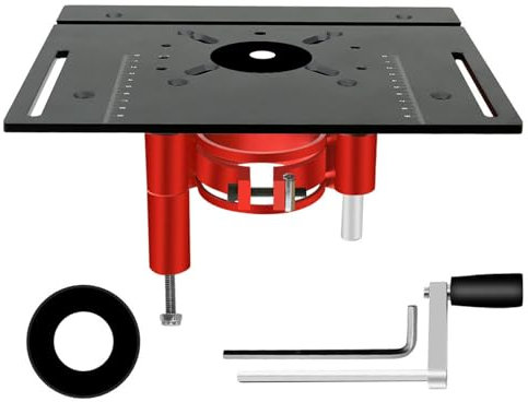 LOCADENCE Kit di Sollevamento per Fresatrice, Kit di Sollevamento per Fresatrice a Sollevamento Manuale con da Tavolo per Fresatrice, Piastra di Base e Manovella per la Lavora (Negro)